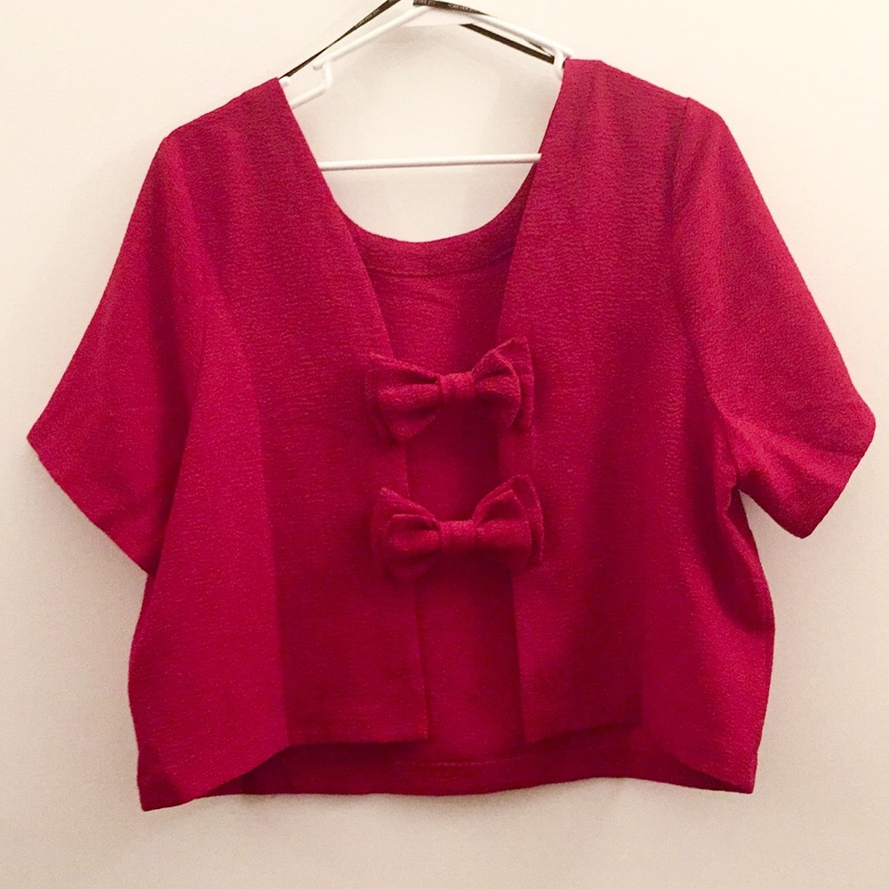 Open back red crop top